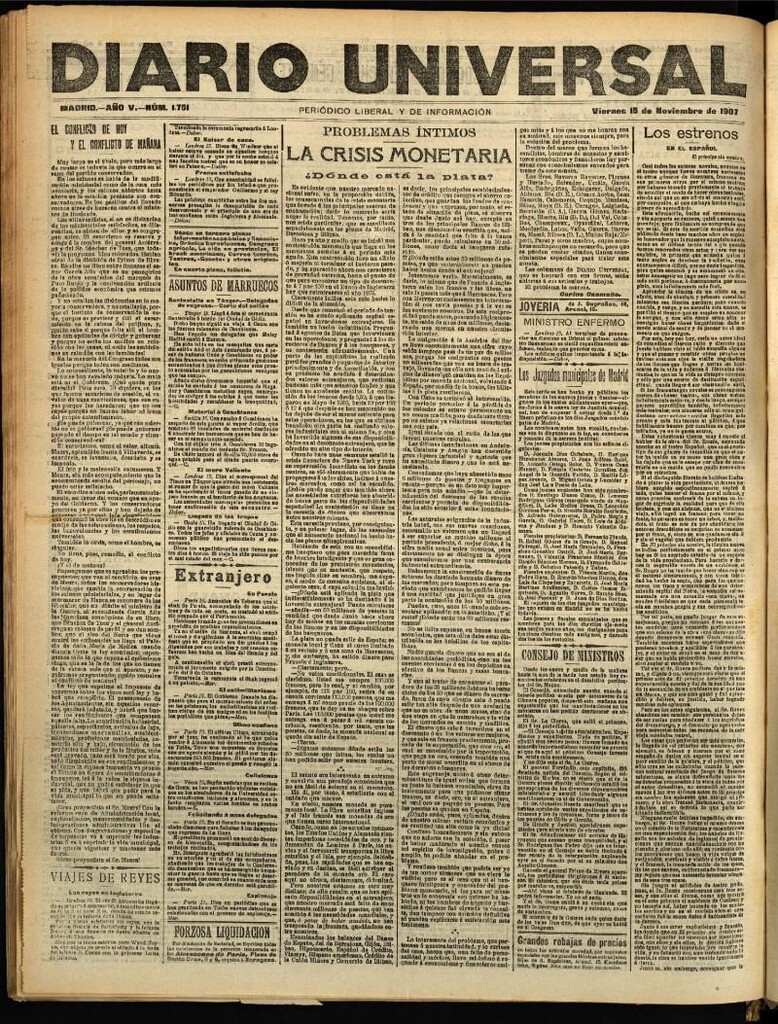 Miniatura de Diario Universal del 15 de noviembre de 1907