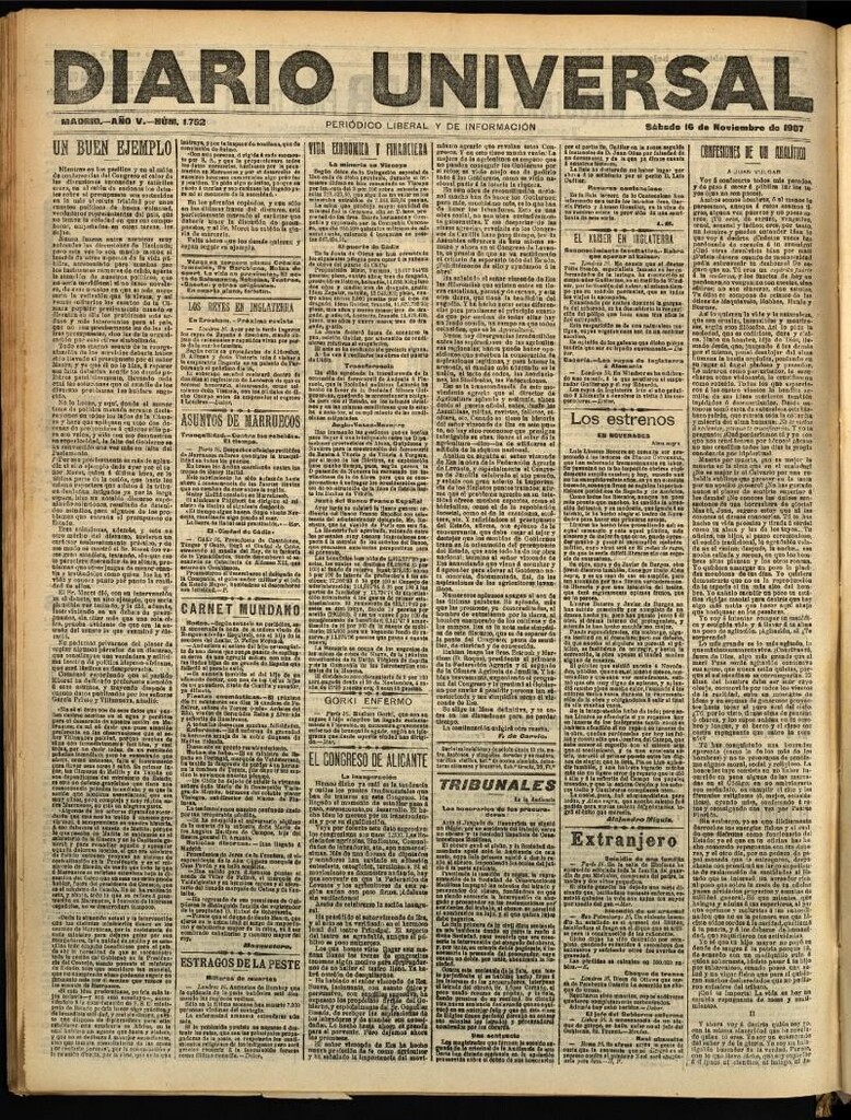 Miniatura de Diario Universal del 16 de noviembre de 1907
