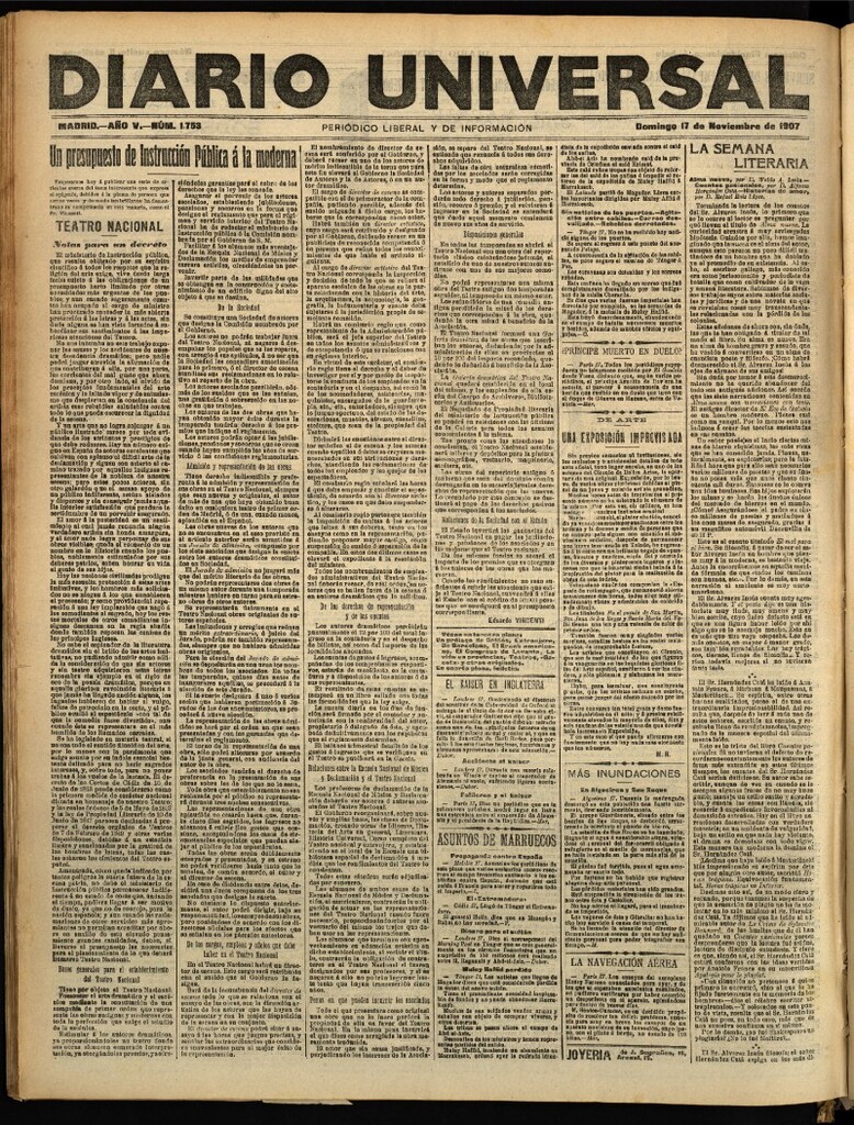 Miniatura de Diario Universal del 17 de noviembre de 1907