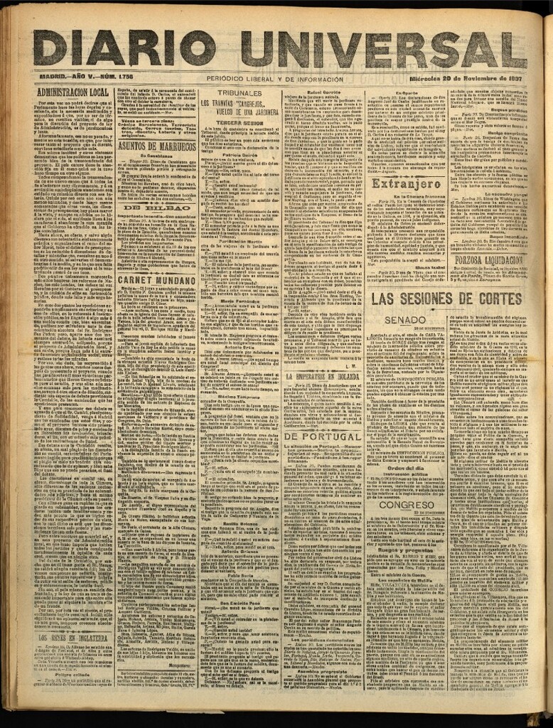 Miniatura de Diario Universal del 20 de noviembre de 1907