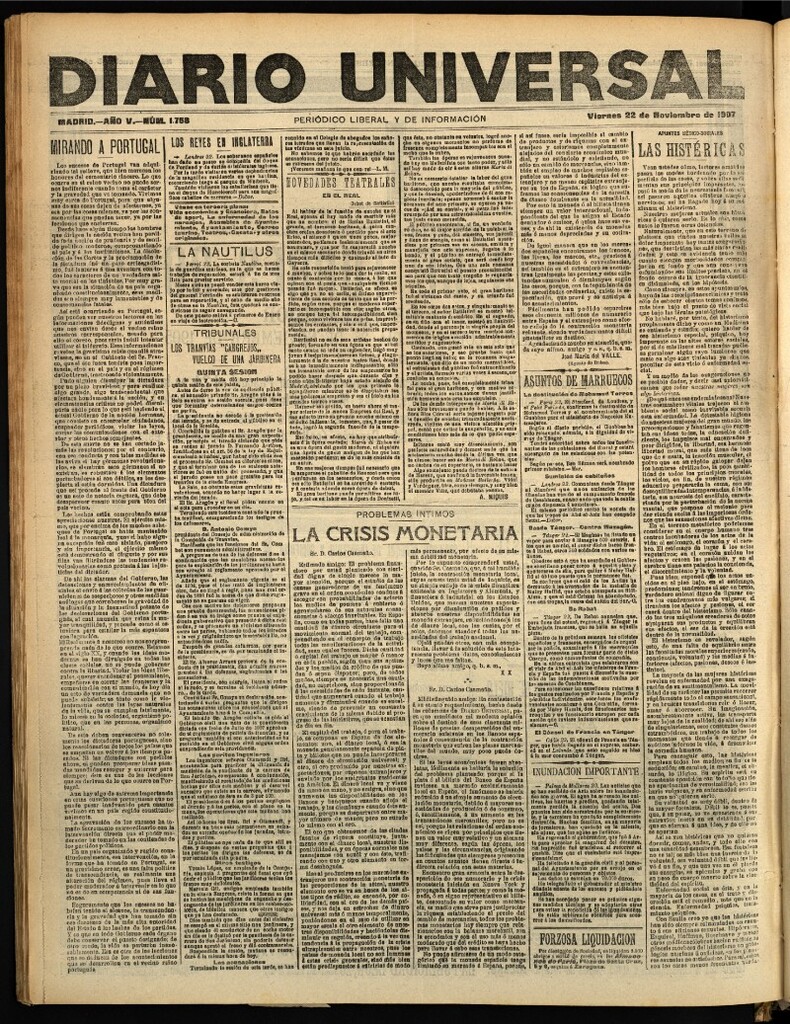 Miniatura de Diario Universal del 22 de noviembre de 1907