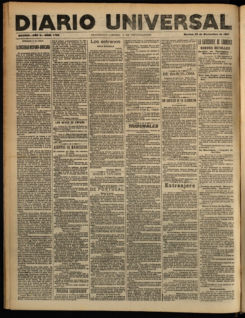 Miniatura de Diario Universal del 26 de noviembre de 1907
