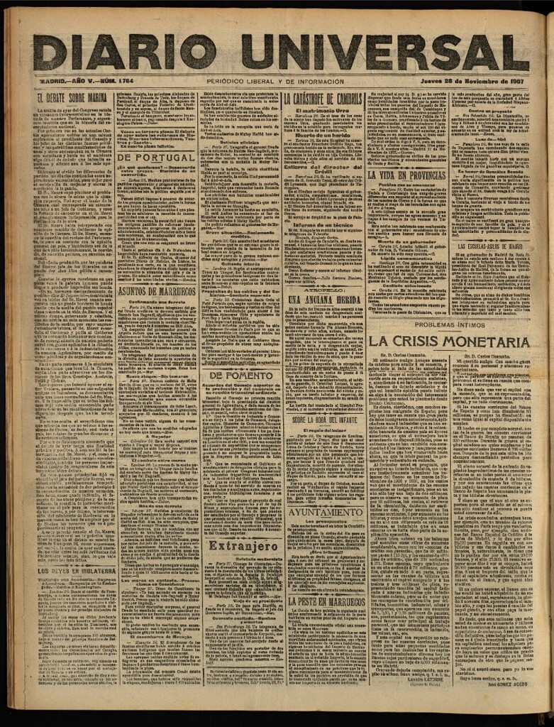 Miniatura de Diario Universal del 28 de noviembre de 1907