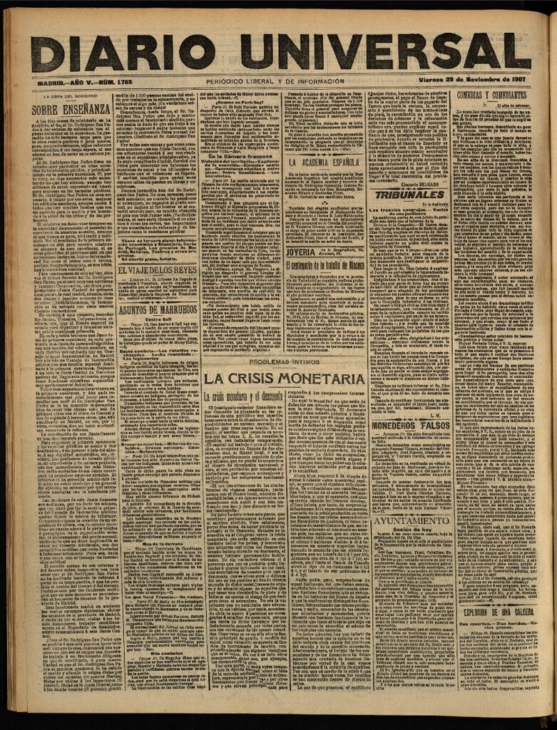 Miniatura de Diario Universal del 29 de noviembre de 1907