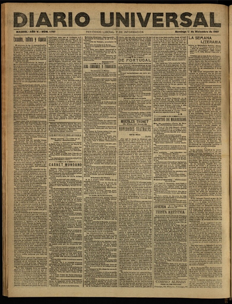 Miniatura de Diario Universal del 1 de diciembre de 1907
