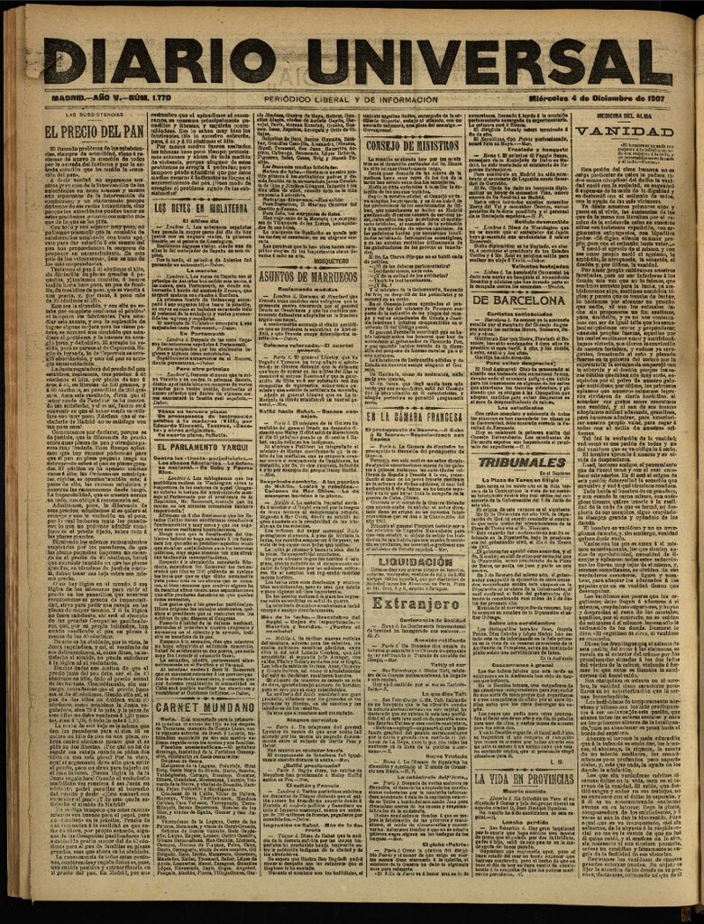Miniatura de Diario Universal del 4 de diciembre de 1907