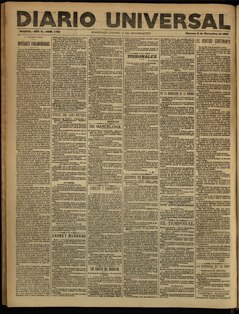 Miniatura de Diario Universal del 6 de diciembre de 1907