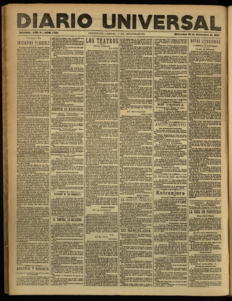 Miniatura de Diario Universal del 18 de diciembre de 1907