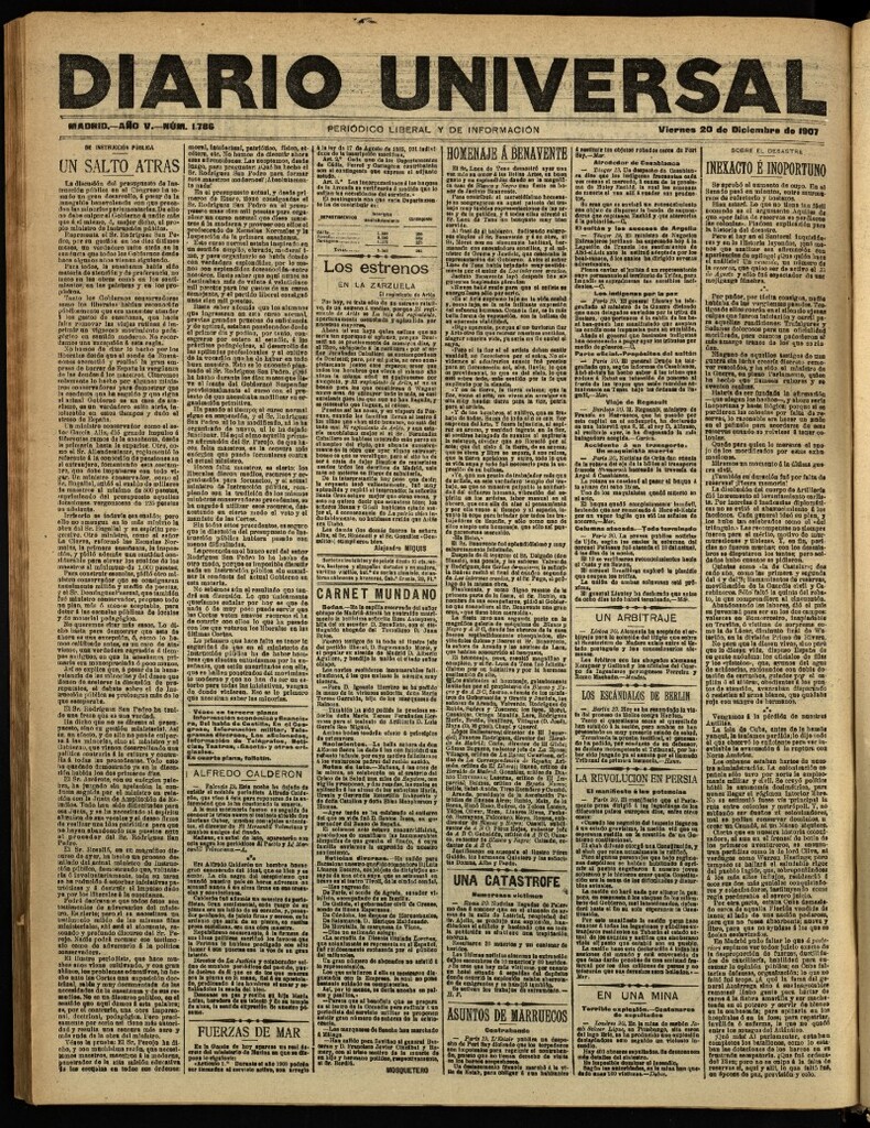 Miniatura de Diario Universal del 20 de diciembre de 1907