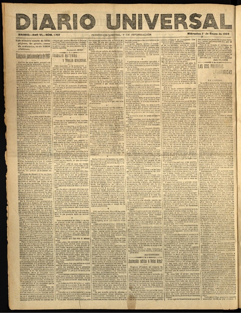 Miniatura de Diario Universal del 1 de enero de 1908