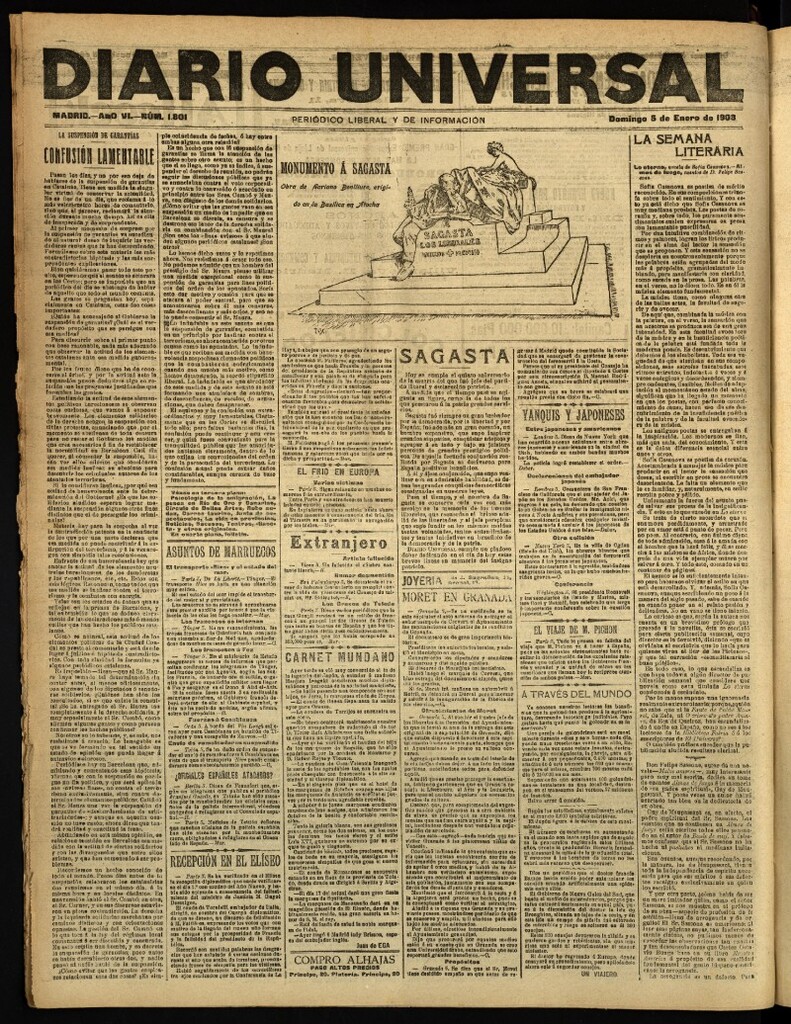 Miniatura de Diario Universal del 5 de enero de 1908