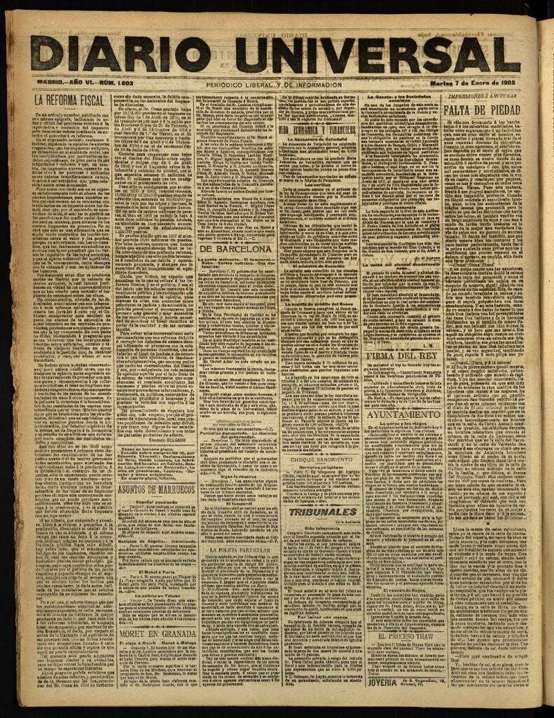 Miniatura de Diario Universal del 7 de enero de 1908