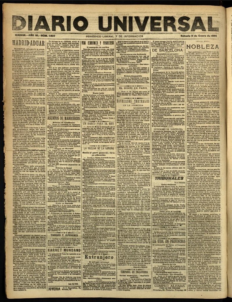 Miniatura de Diario Universal del 11 de enero de 1908