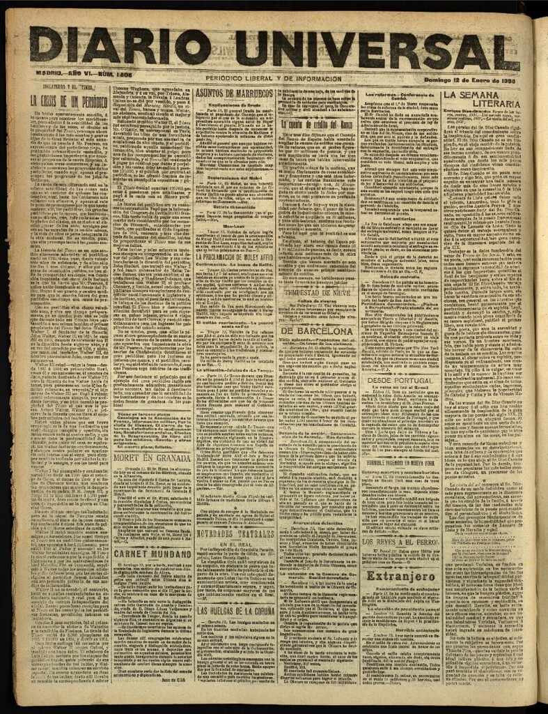 Miniatura de Diario Universal del 12 de enero de 1908
