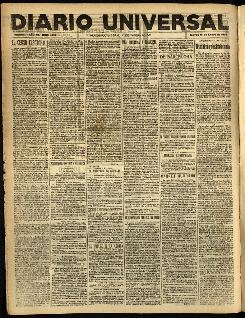 Miniatura de Diario Universal del 16 de enero de 1908