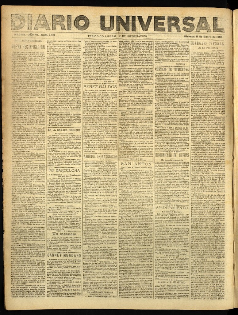 Miniatura de Diario Universal del 17 de enero de 1908