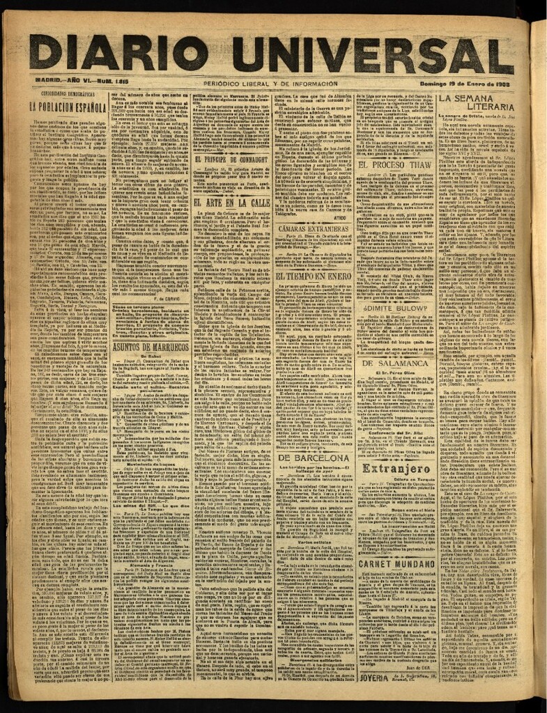 Miniatura de Diario Universal del 19 de enero de 1908