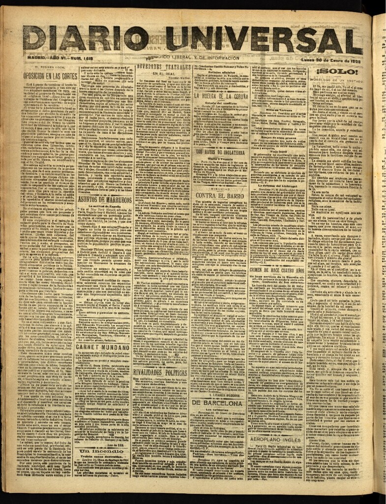 Miniatura de Diario Universal del 20 de enero de 1908