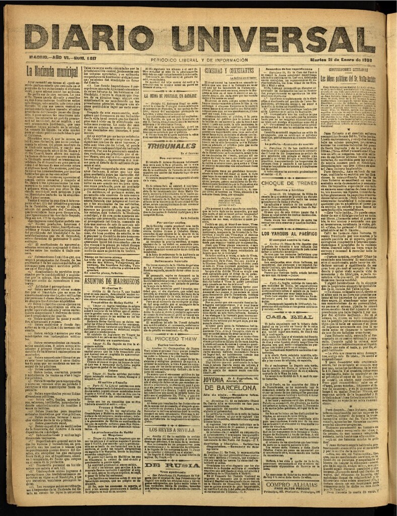 Miniatura de Diario Universal del 21 de enero de 1908