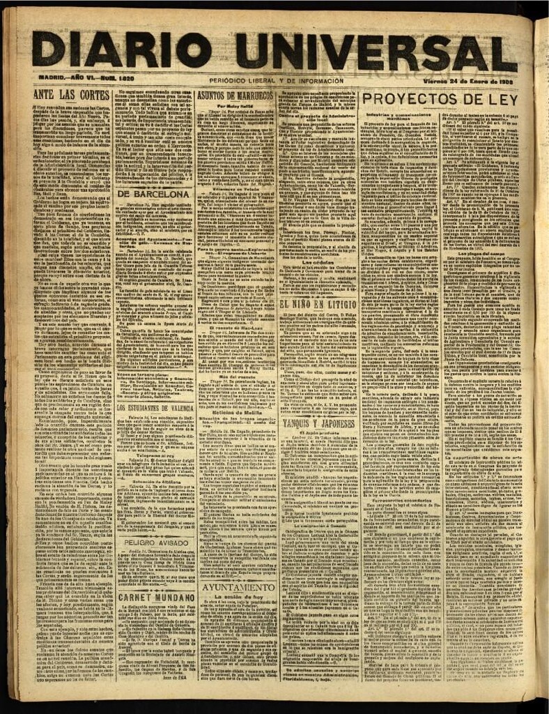 Miniatura de Diario Universal del 24 de enero de 1908