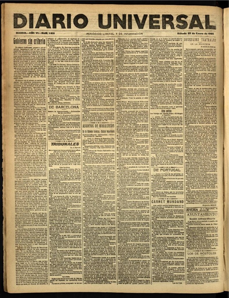 Miniatura de Diario Universal del 25 de enero de 1908