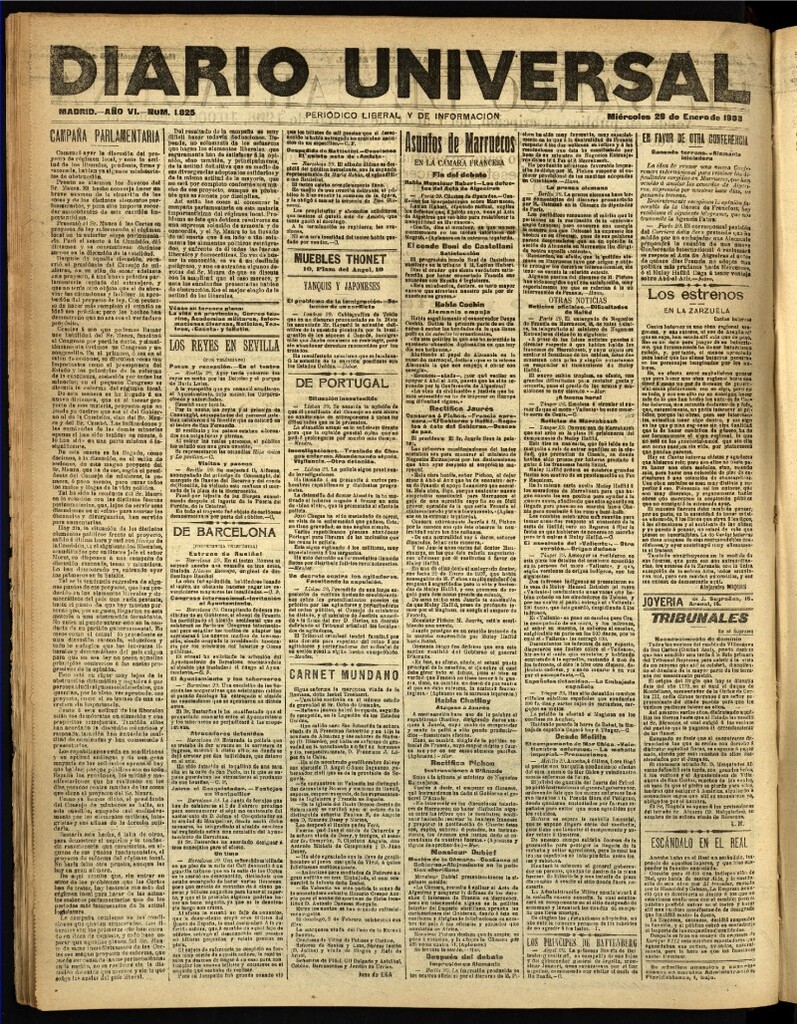 Miniatura de Diario Universal del 29 de enero de 1908
