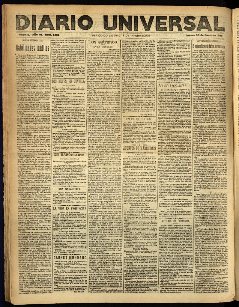 Miniatura de Diario Universal del 30 de enero de 1908