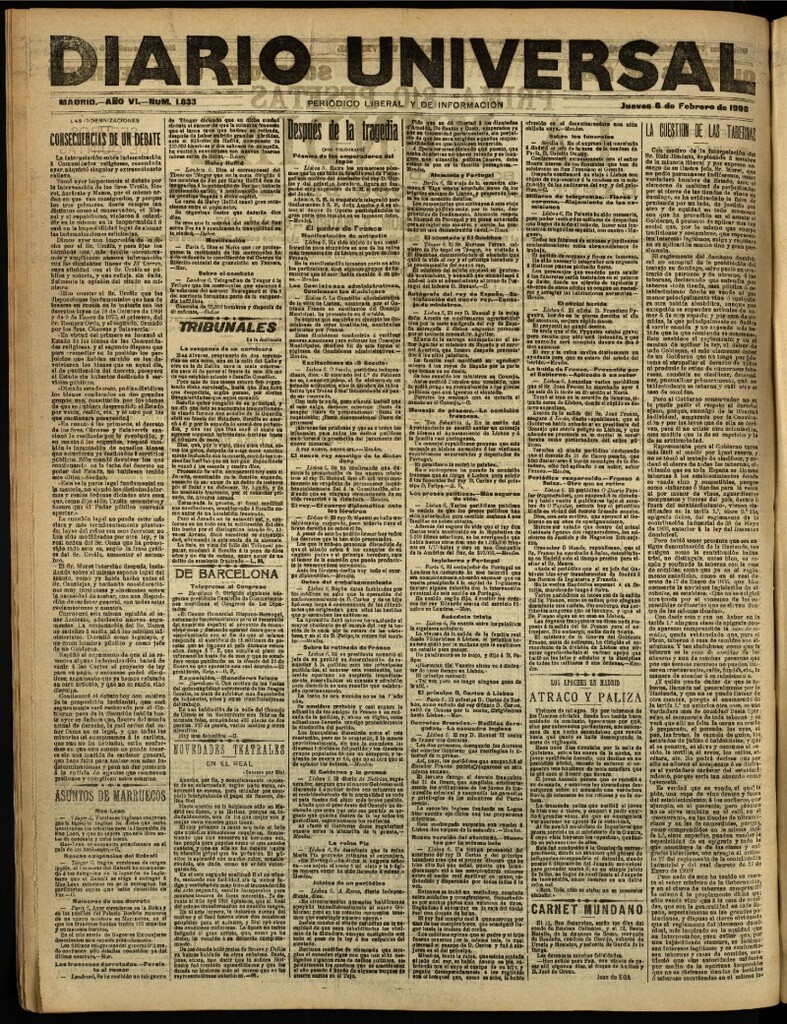 Miniatura de Diario Universal del 6 de febrero de 1908