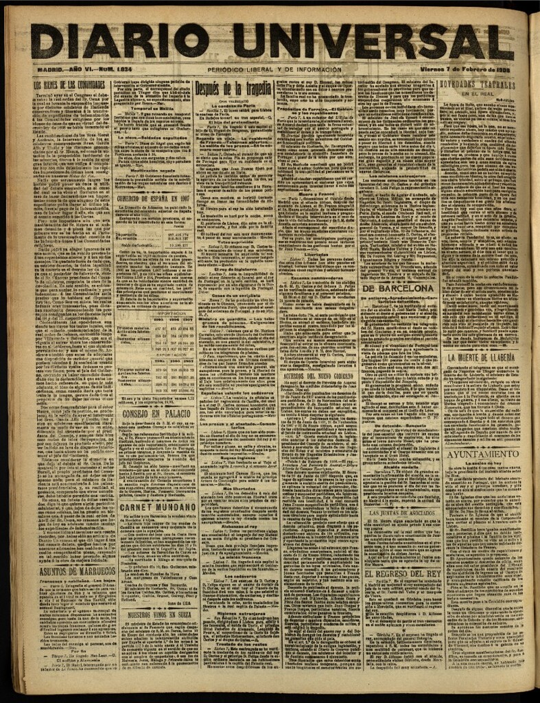 Miniatura de Diario Universal del 7 de febrero de 1908