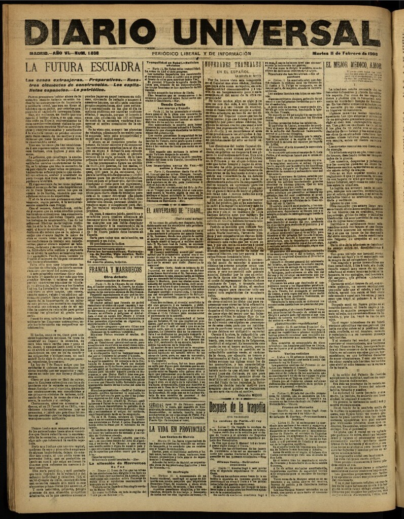 Miniatura de Diario Universal del 11 de febrero de 1908