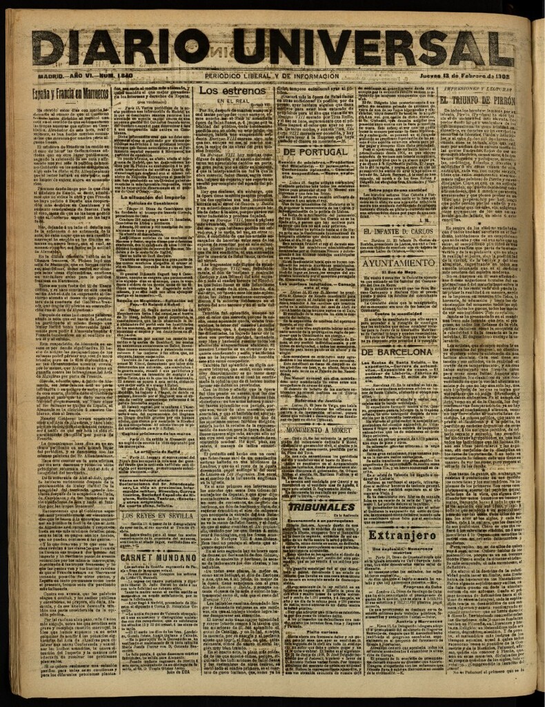 Miniatura de Diario Universal del 13 de febrero de 1908