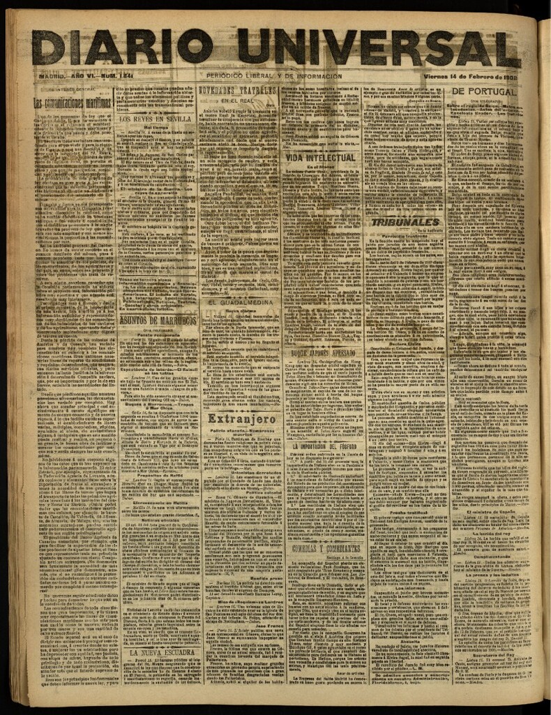 Miniatura de Diario Universal del 14 de febrero de 1908