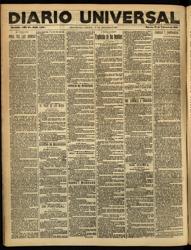 Miniatura de Diario Universal del 18 de febrero de 1908