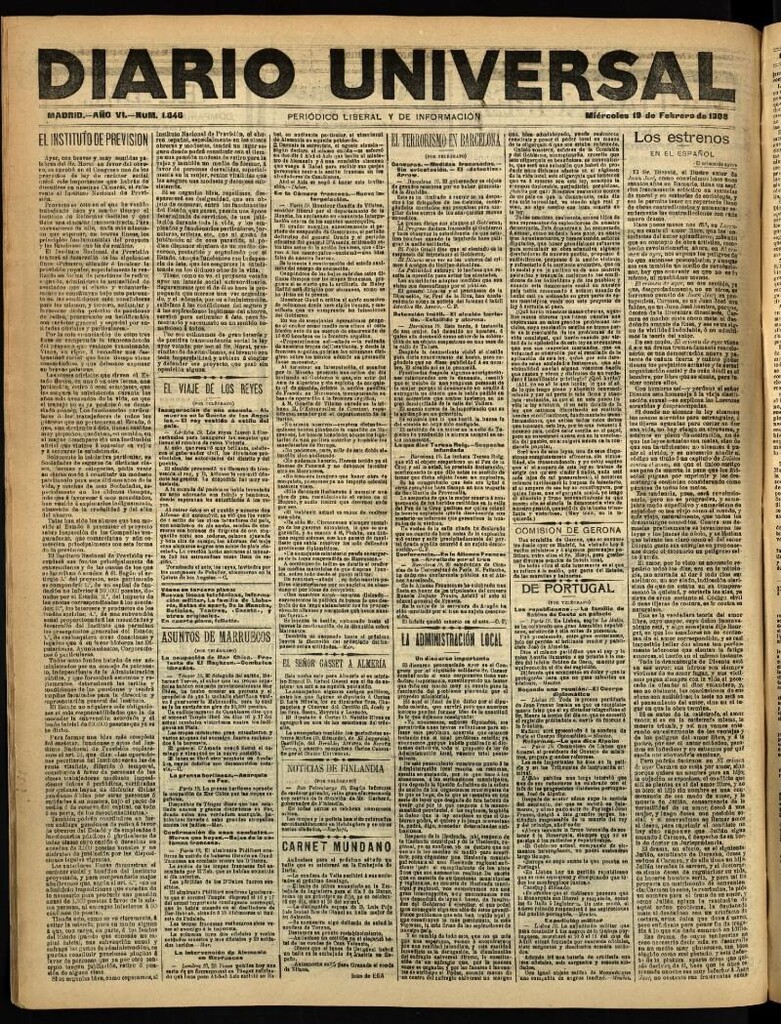 Miniatura de Diario Universal del 19 de febrero de 1908