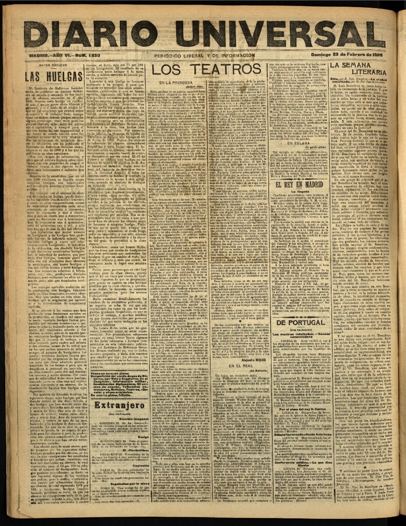 Miniatura de Diario Universal del 23 de febrero de 1908