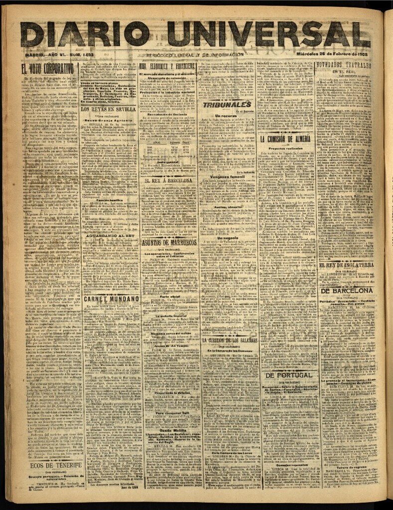 Miniatura de Diario Universal del 26 de febrero de 1908