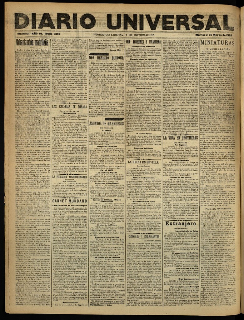 Miniatura de Diario Universal del 3 de marzo de 1908