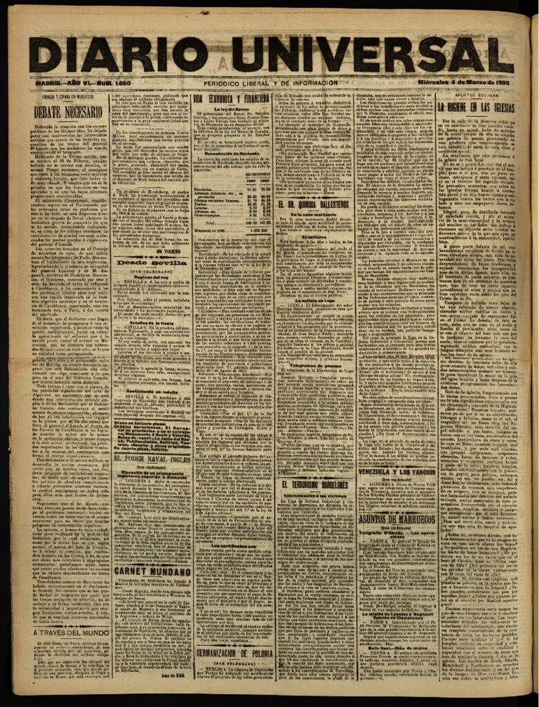 Miniatura de Diario Universal del 4 de marzo de 1908