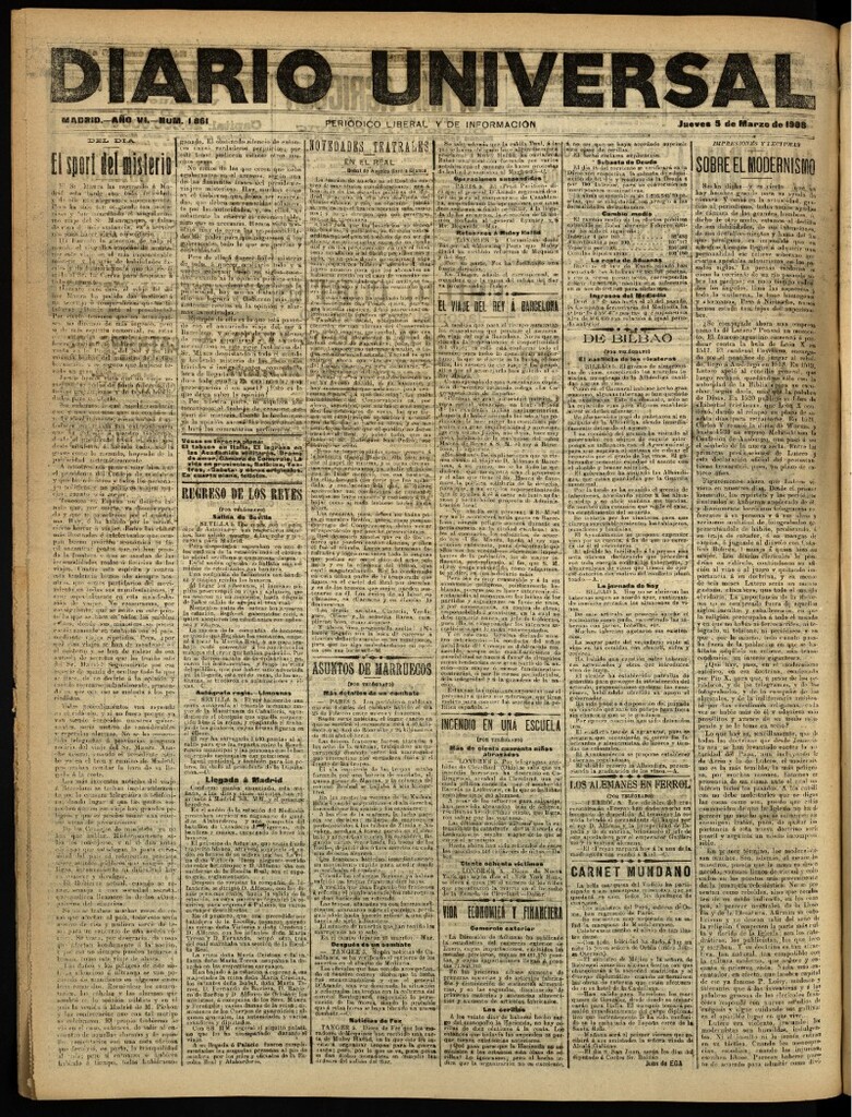 Miniatura de Diario Universal del 5 de marzo de 1908