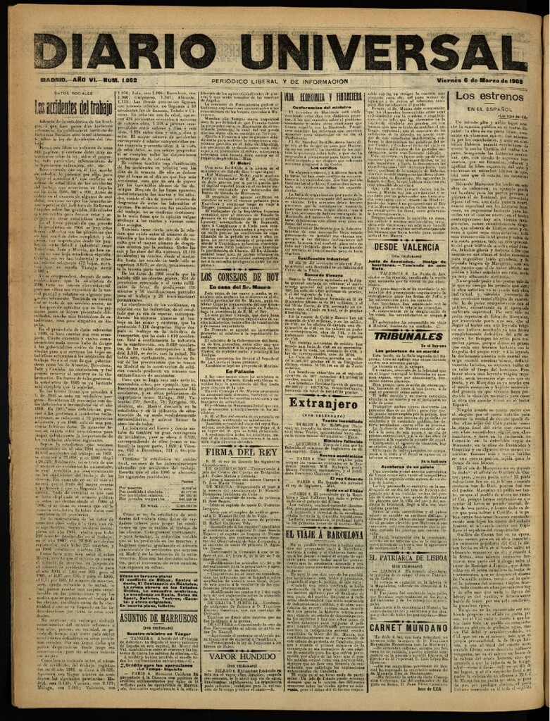 Miniatura de Diario Universal del 6 de marzo de 1908