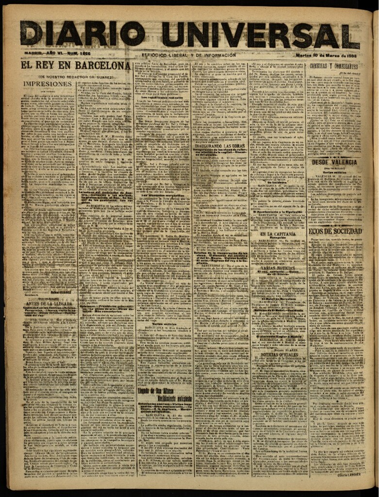 Miniatura de Diario Universal del 10 de marzo de 1908