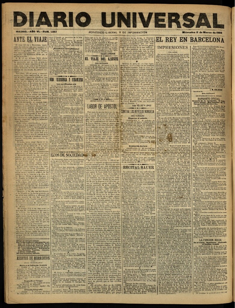 Miniatura de Diario Universal del 11 de marzo de 1908