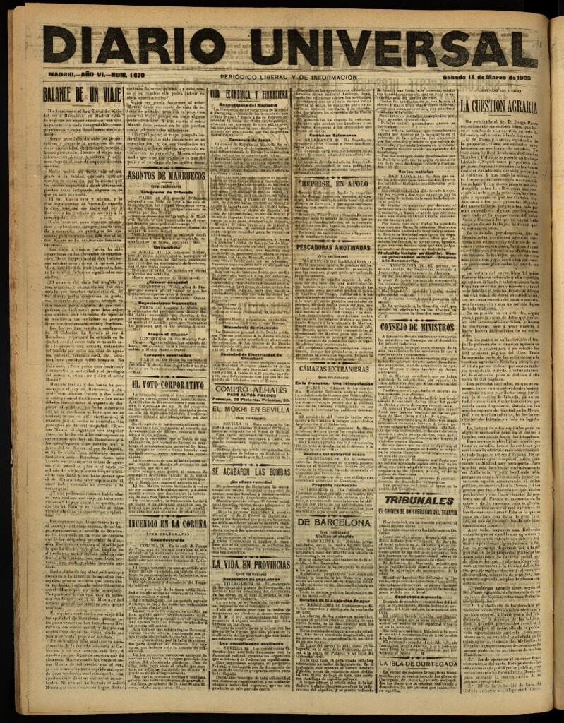 Miniatura de Diario Universal del 14 de marzo de 1908