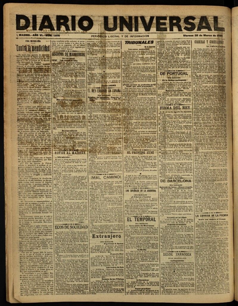 Miniatura de Diario Universal del 20 de marzo de 1908