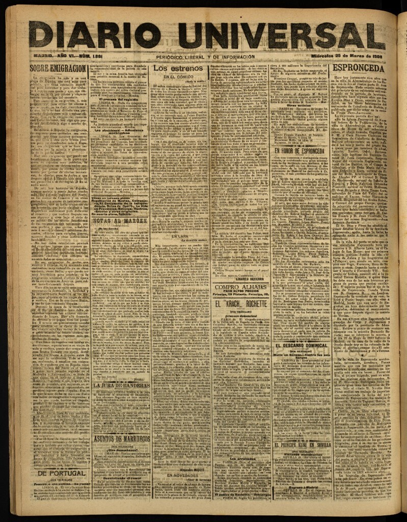 Miniatura de Diario Universal del 25 de marzo de 1908