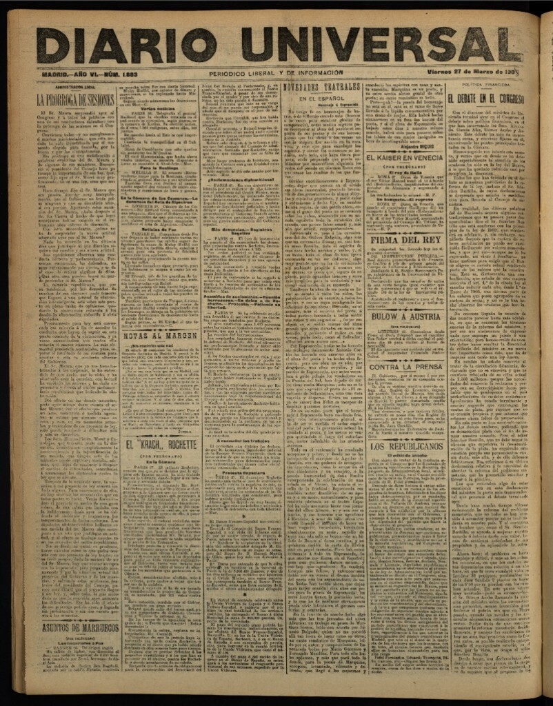 Miniatura de Diario Universal del 27 de marzo de 1908