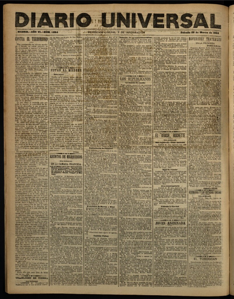 Miniatura de Diario Universal del 28 de marzo de 1908