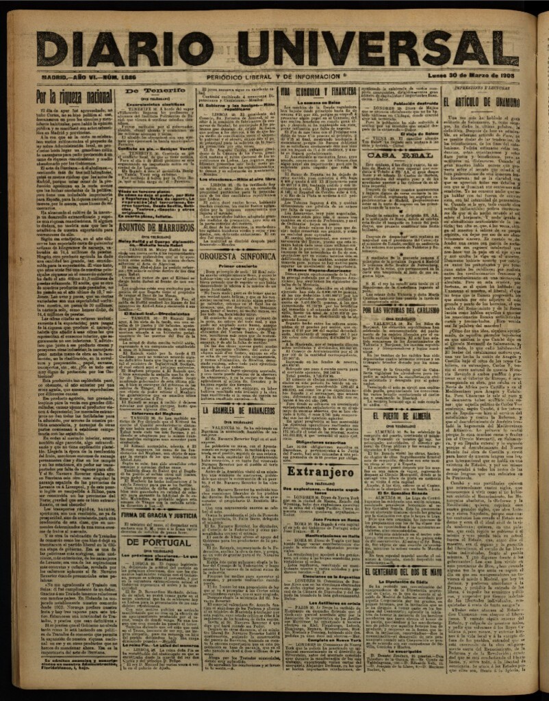 Miniatura de Diario Universal del 30 de marzo de 1908
