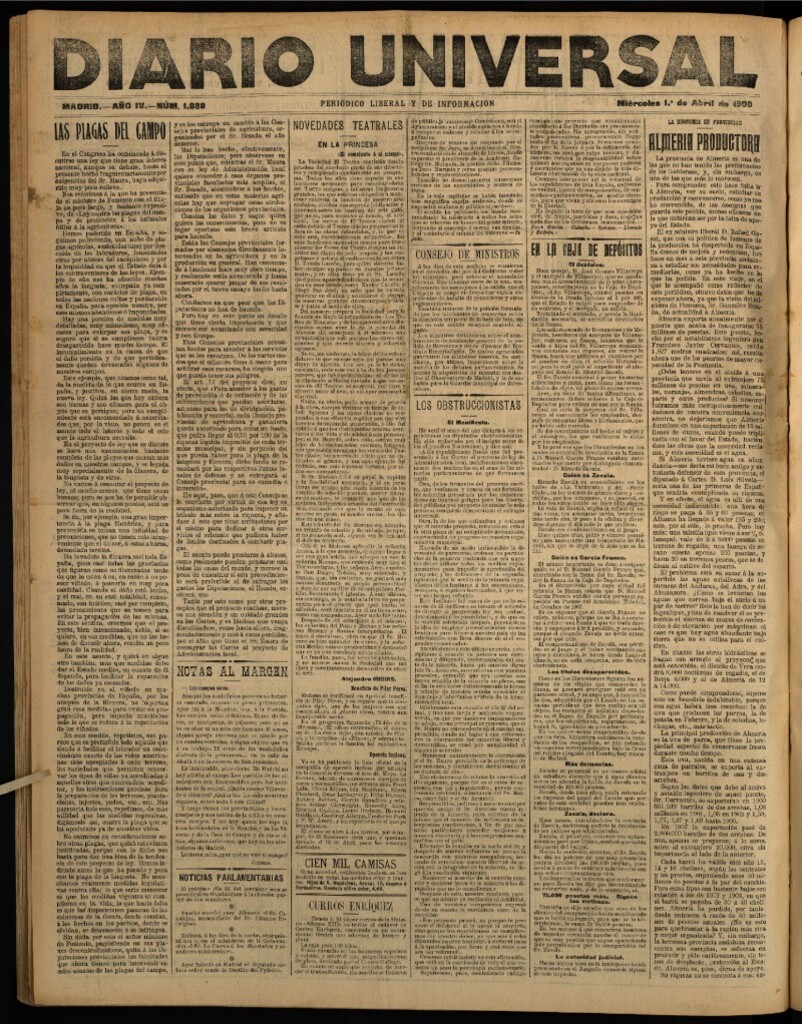 Miniatura de Diario Universal del 1 de abril de 1908