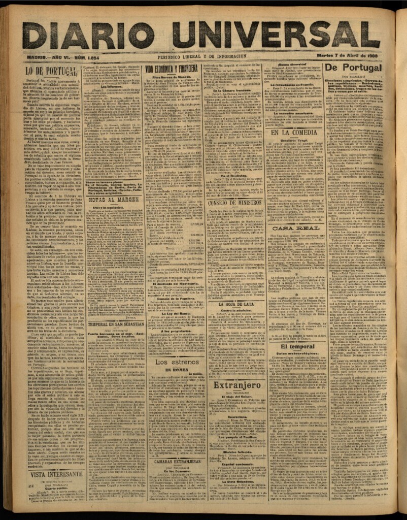 Miniatura de Diario Universal del 7 de abril de 1908